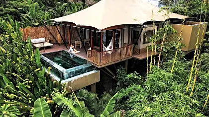 Guest relaxing at private luxury tent in Nayara Tented Camp