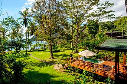 Ocean and garden views from the secluded Cativo Hotel, Osa Peninsula
