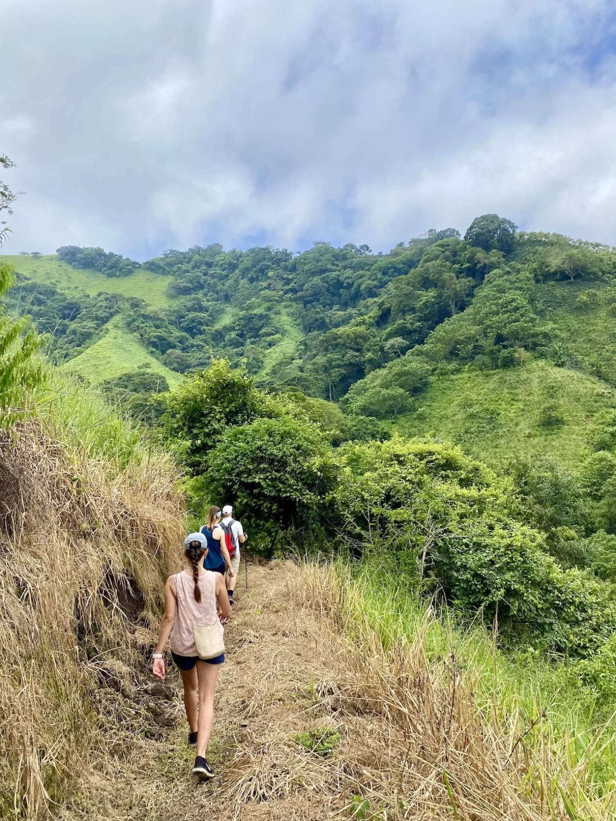 Hiking through rainforest in Costa Rica