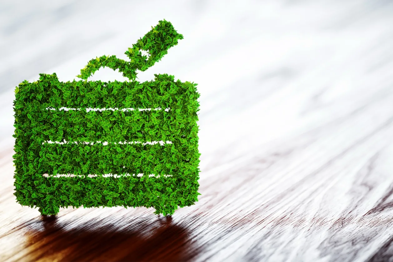 sustainable travel concept-3d-illustration-on-wooden-background