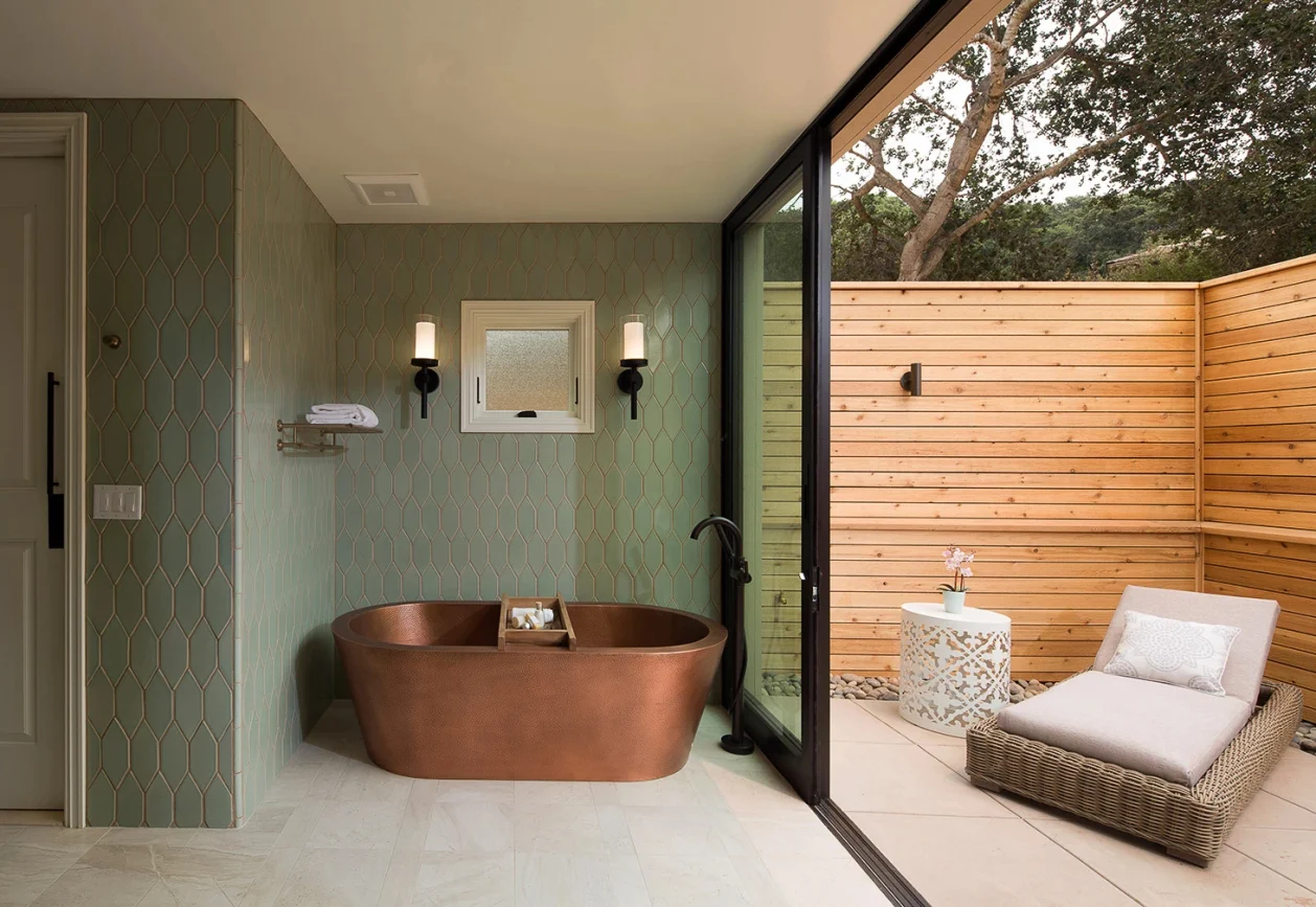 Bernardus Lodge wellness retreat California bathtub accommodation
