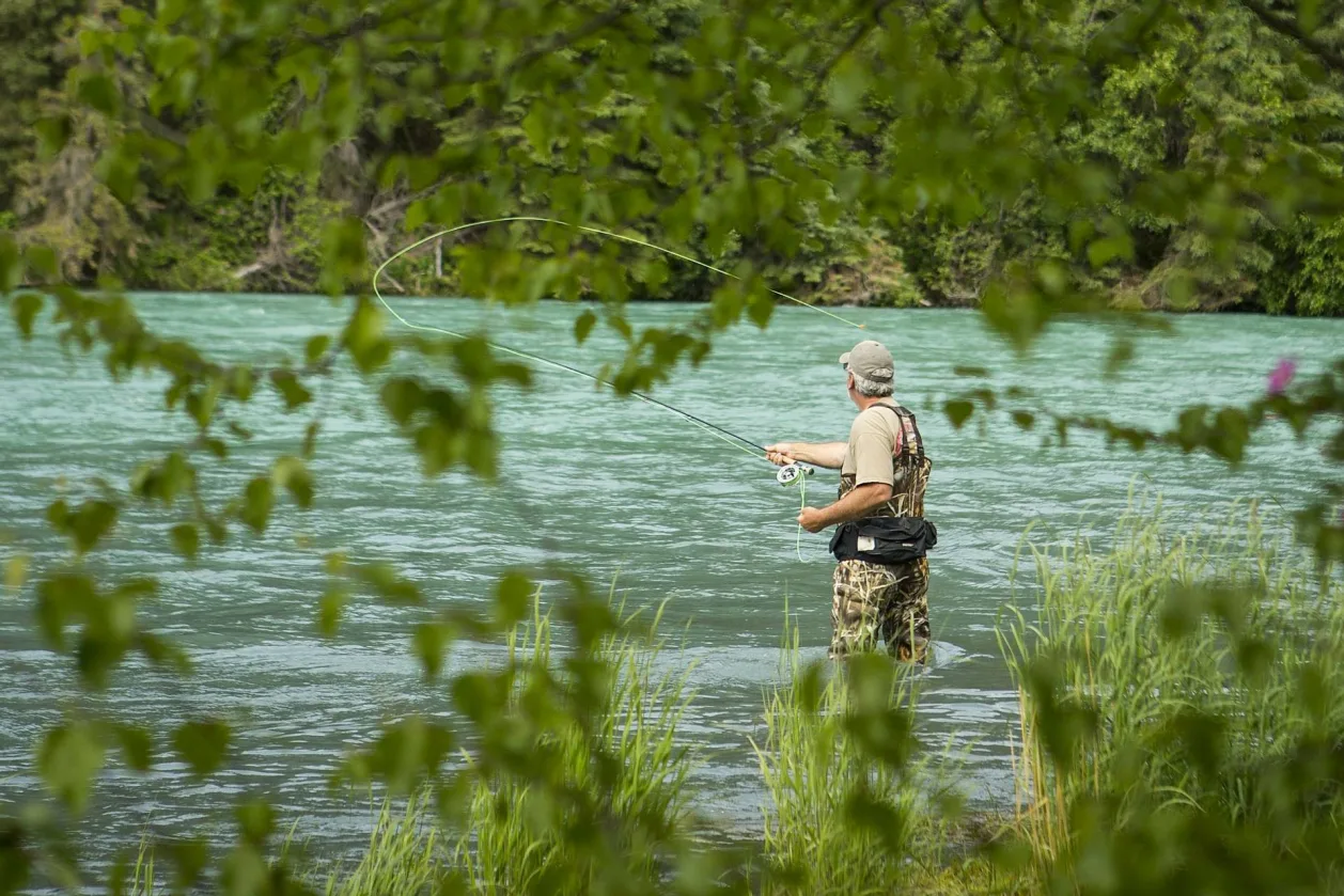 Fishing on the banks of the Kenai River
