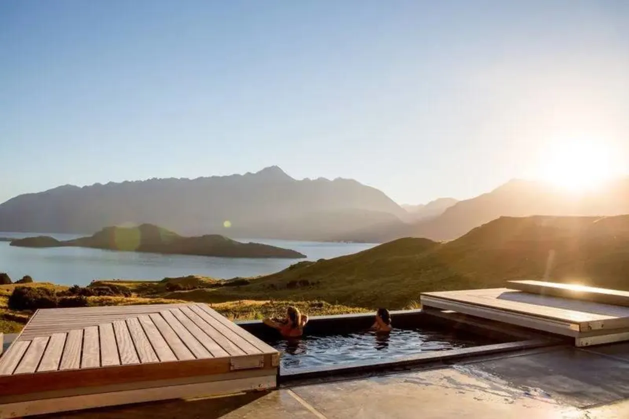 Outdoor pool at Aro Hā wellness retreat in New Zealand