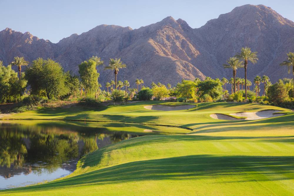 Indian Wells golf course with San Bernardino Mountains in background