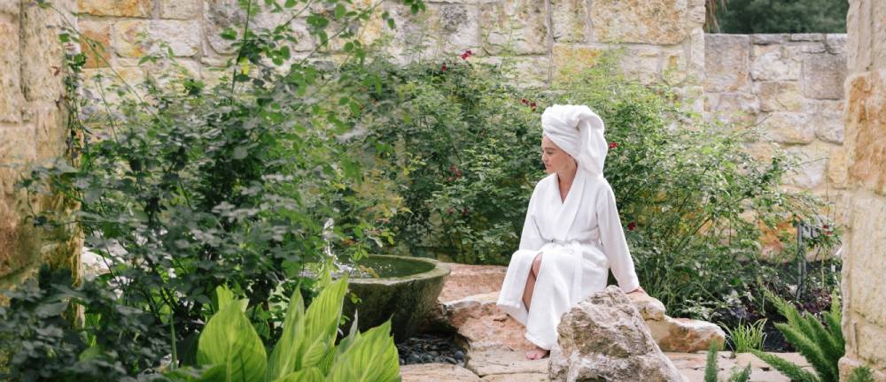 Guest in robe at Lake Austin Spa Resort