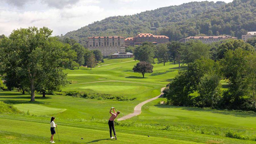 Two golfers at The Omni Grove Park Inn