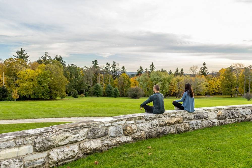 Couple on meditation wall at Canyon Ranch Lenox