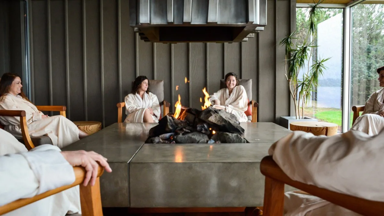 Salishan Resort spa in Oregaon girls spa getaway around fireplace