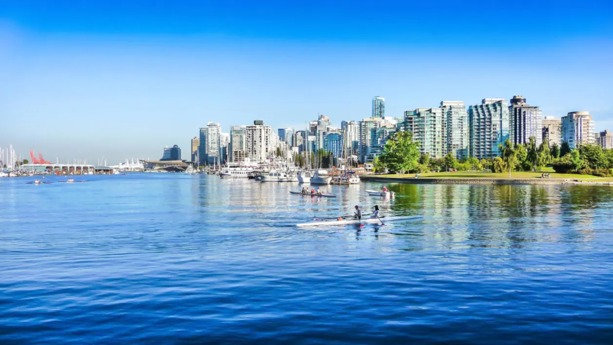 View of Vancouver cityscape and harbor
