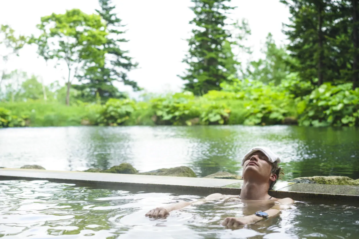Man in japanese onsen
