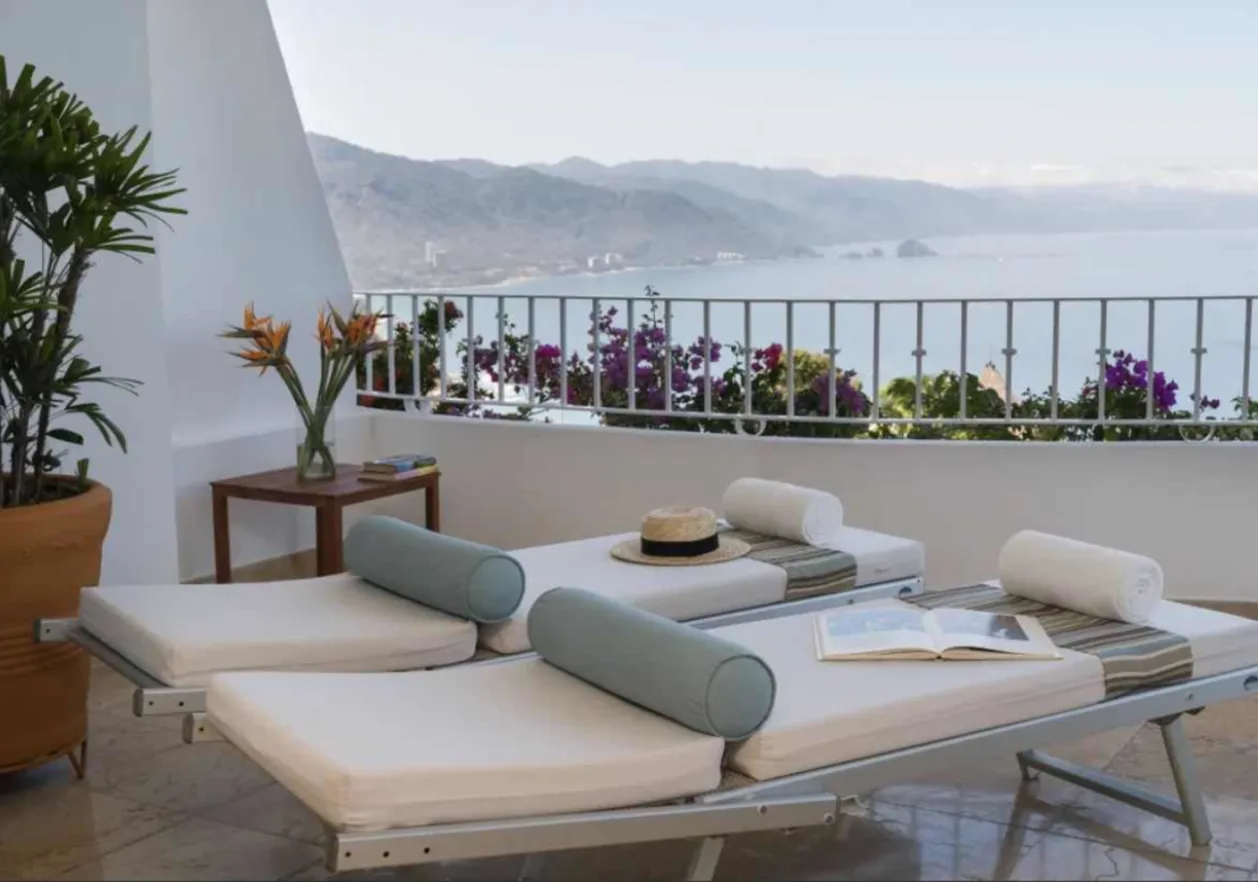 Grand Miramar Resort sun loungers on balcony
