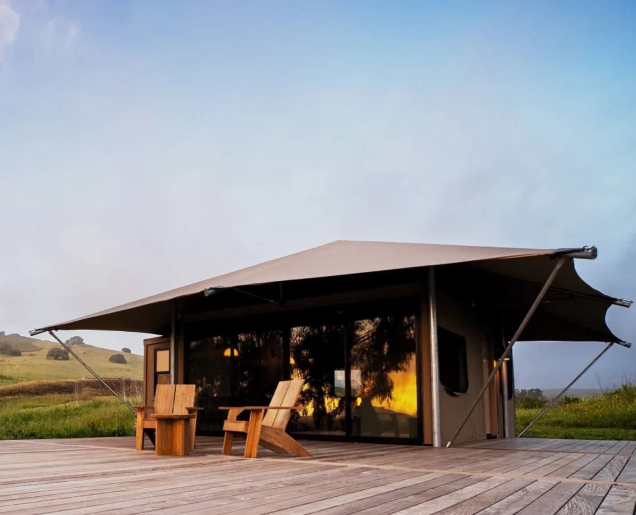 Elevated glamping tent at Nightsky