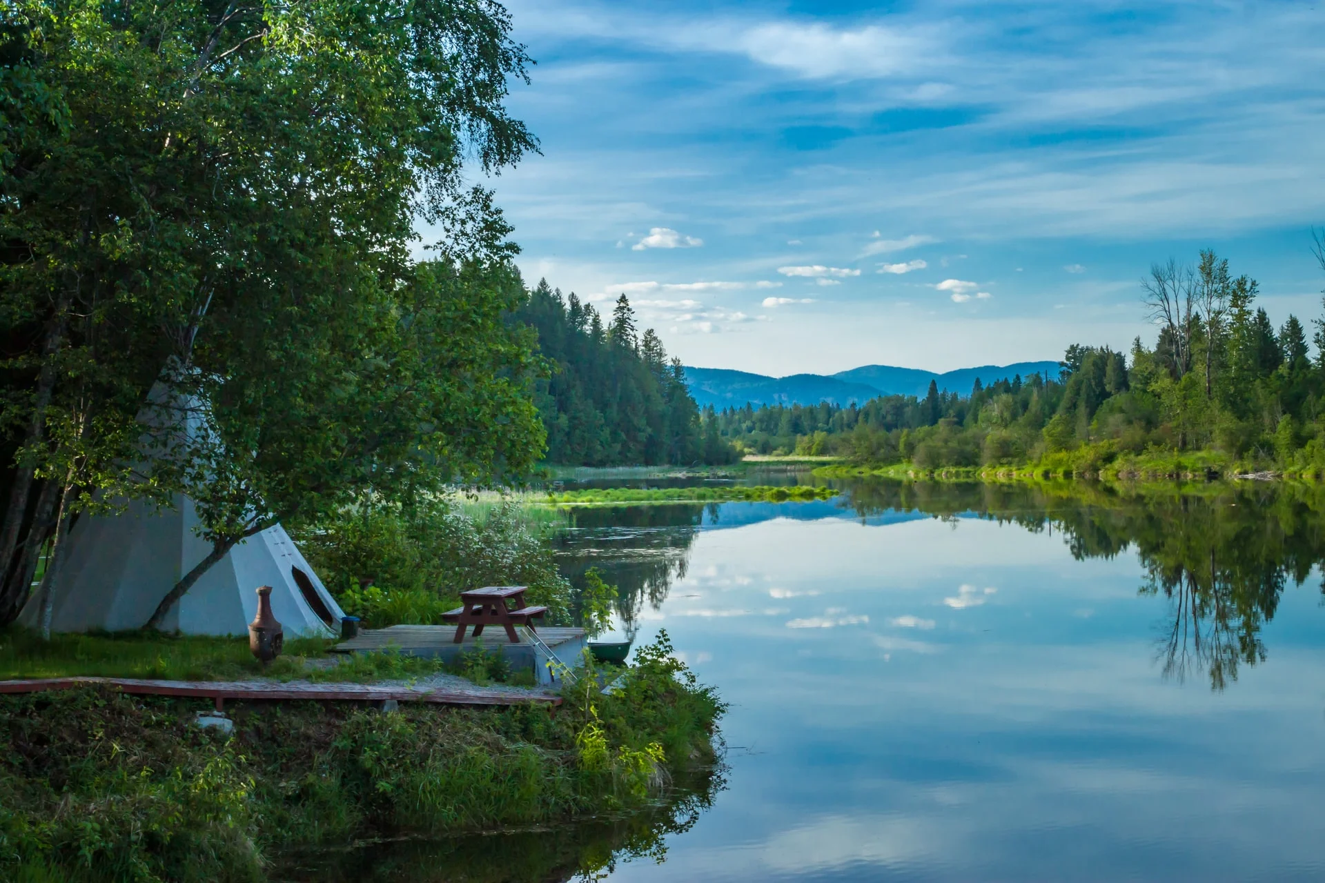 glamping campsite on lake