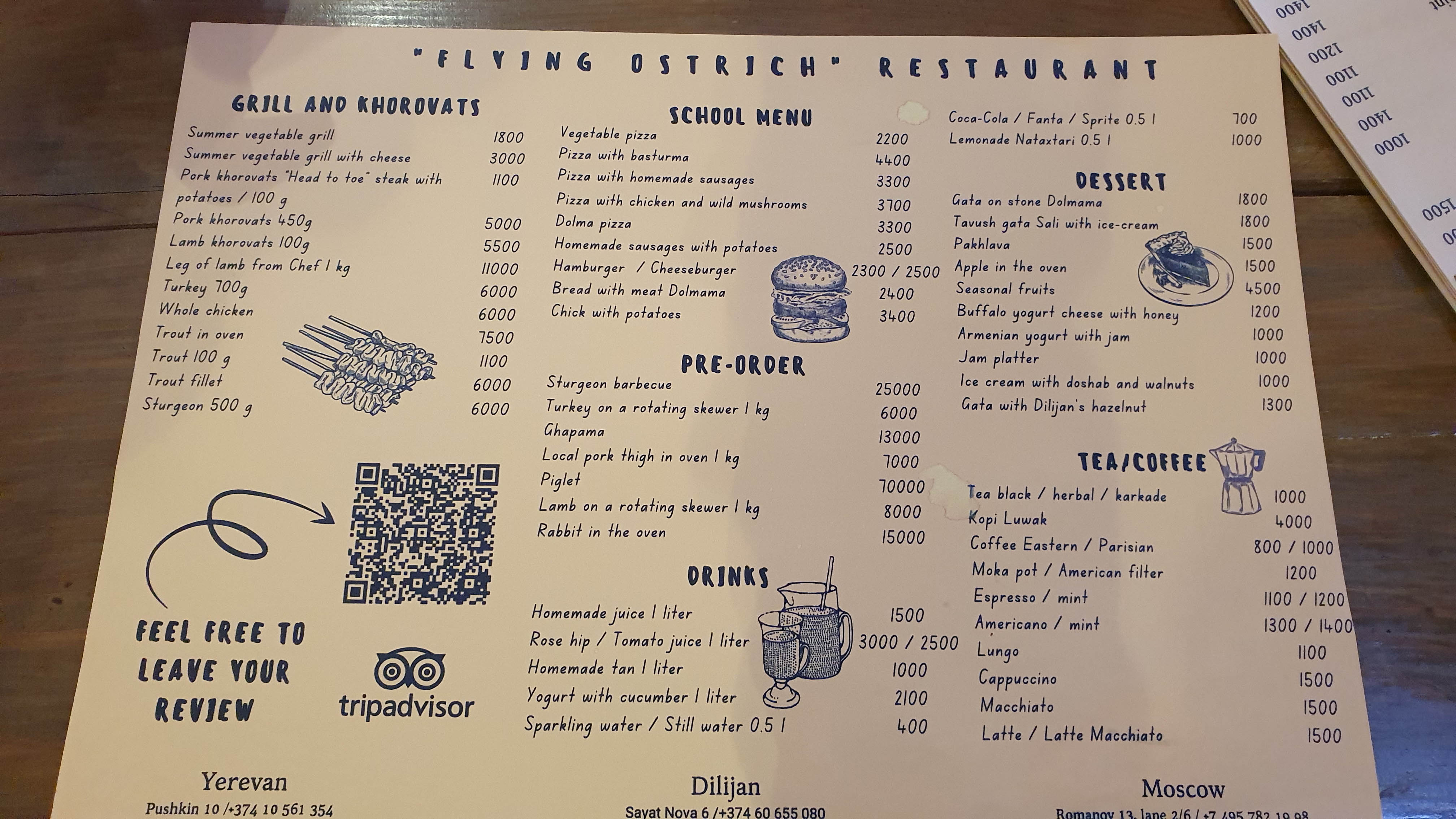 Menu of Flying Ostrich by Dolmama