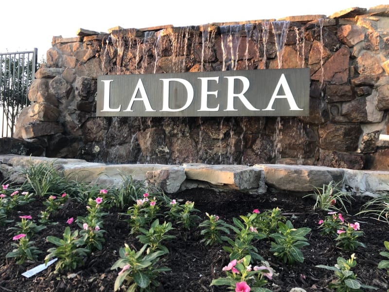 Residential Subdivision Entryway Stone Monument with Water Fall