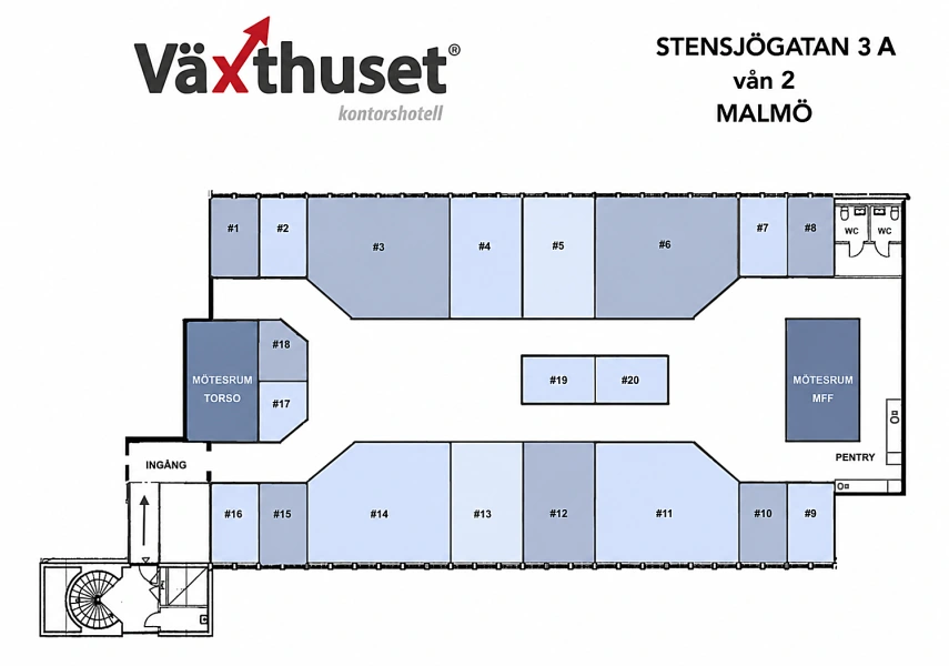 Kontorshotell/Co-working finns att hyra på Stensjögatan 3 i Malmö