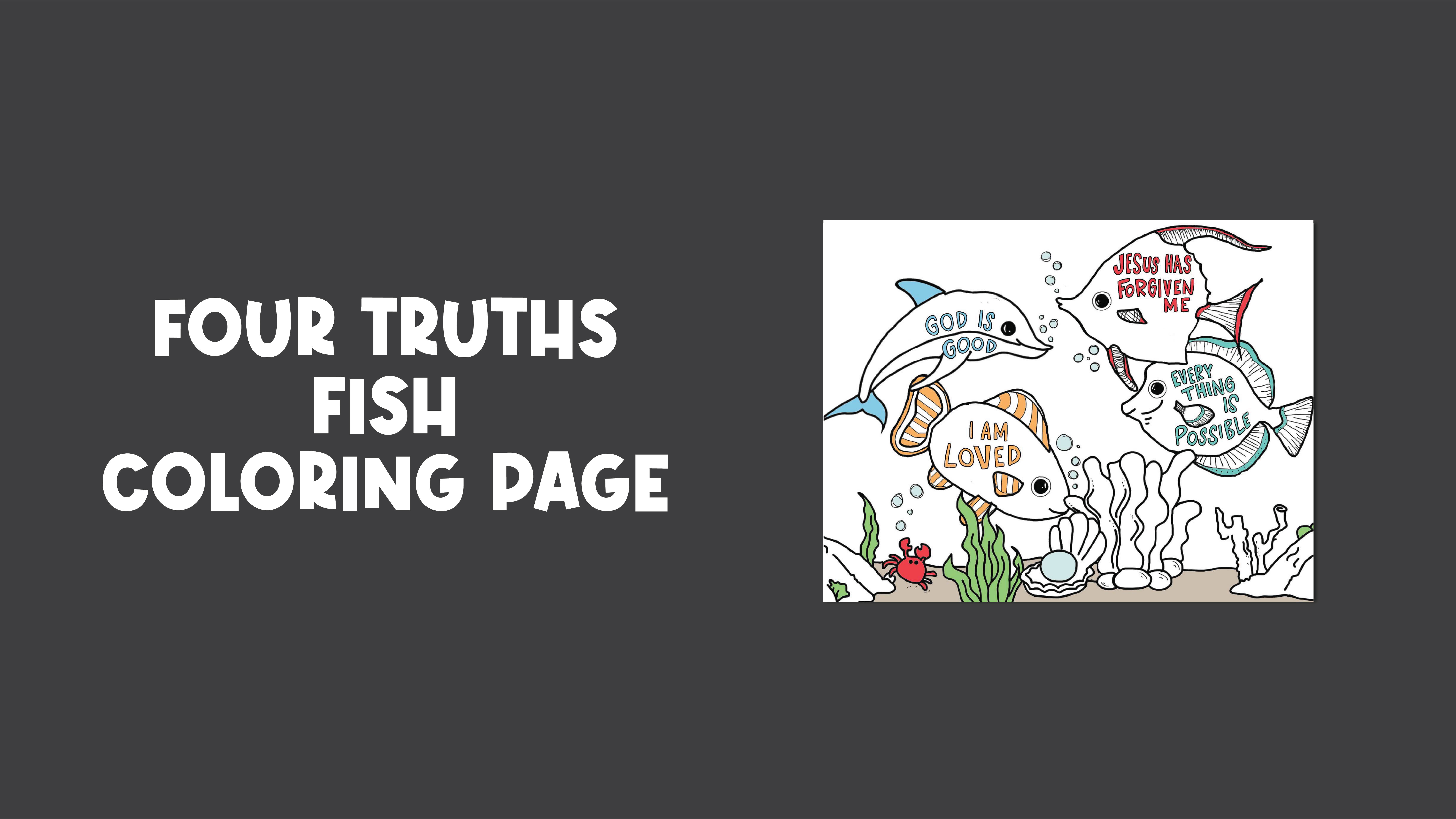 Four Truths Fish Coloring Page