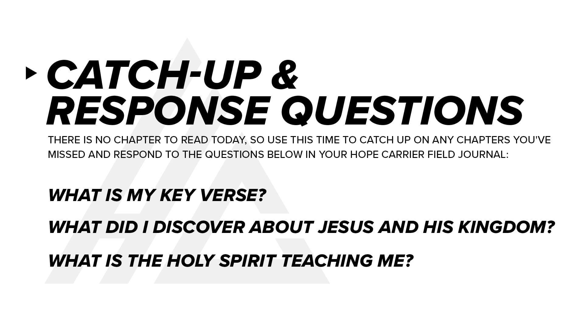 No Reading Plan (Catch-Up & Response Day)