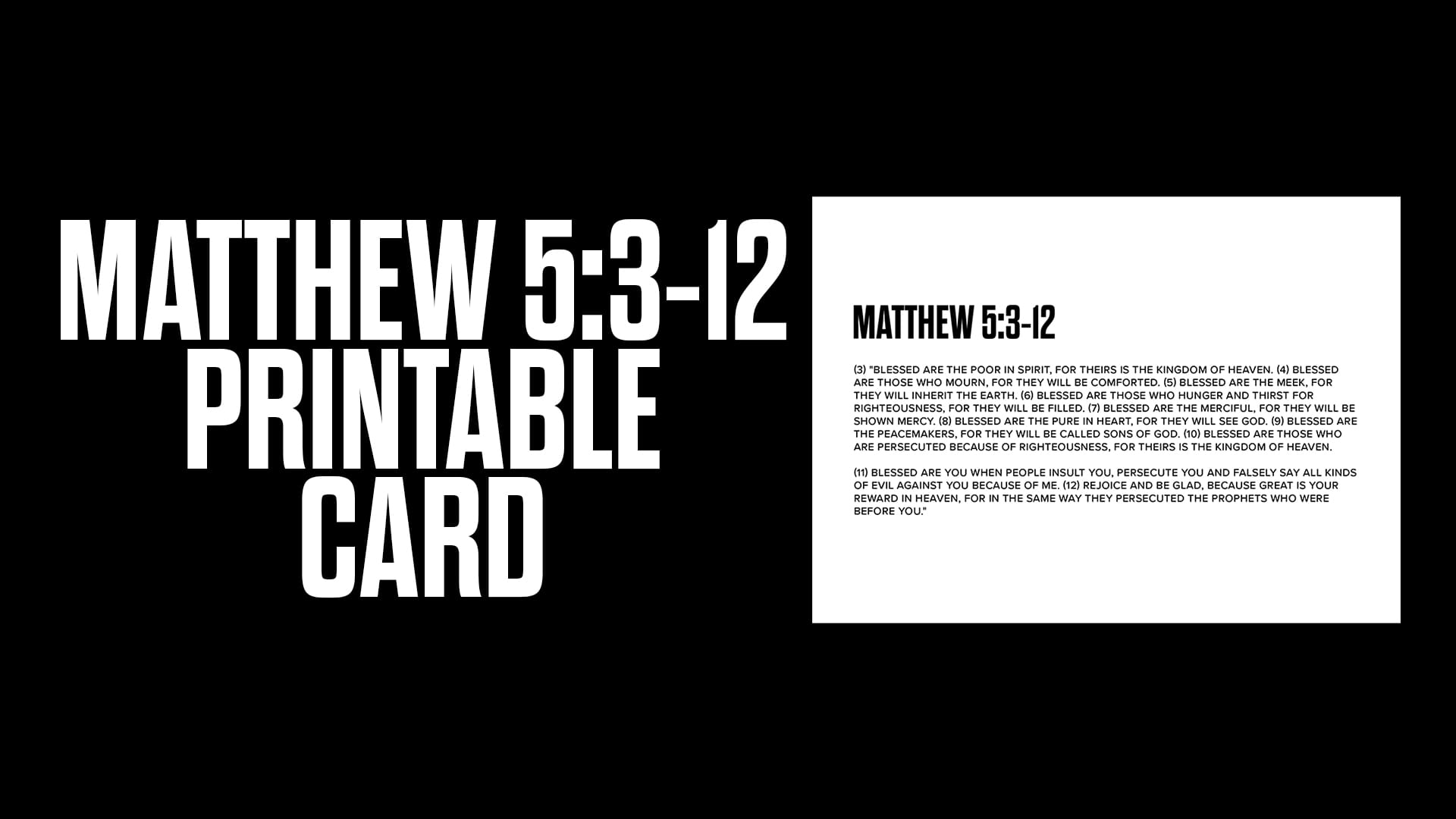 Matthew 5:3-12 Printable Card