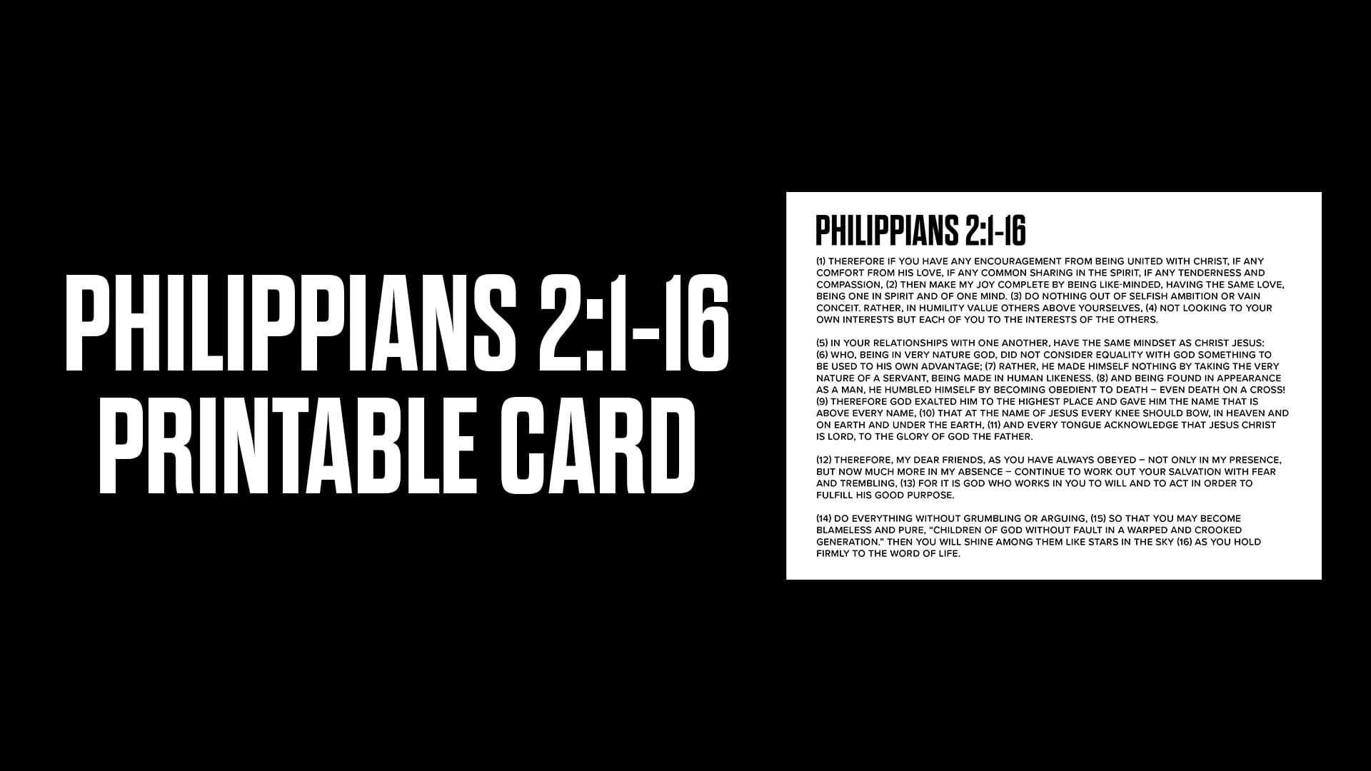 Philippians 2:1-16 Printable Card