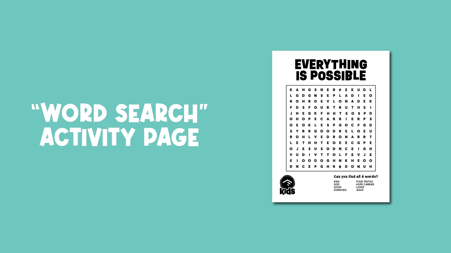 Word Search Activity Page