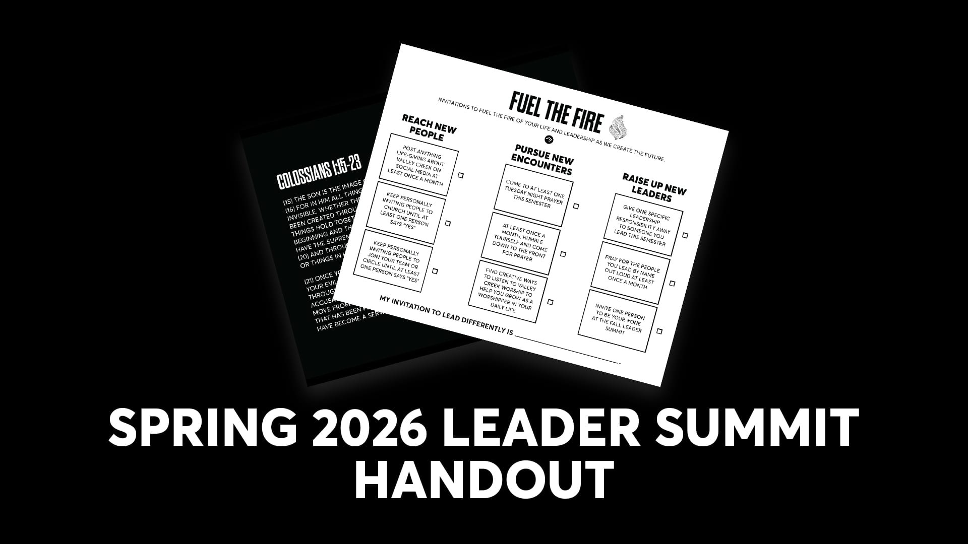 Spring 2026 Leader Summit Handout