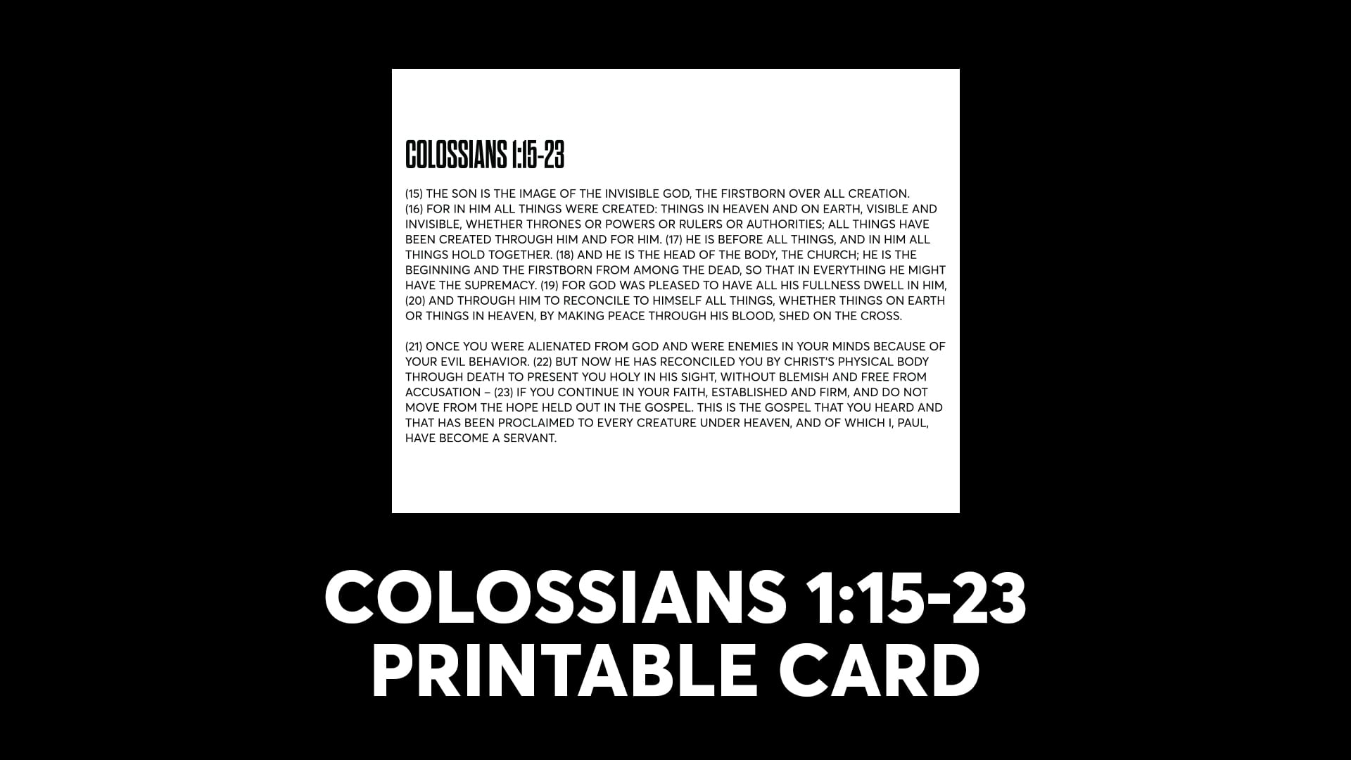 Colossians 1:15-23 Printable Card