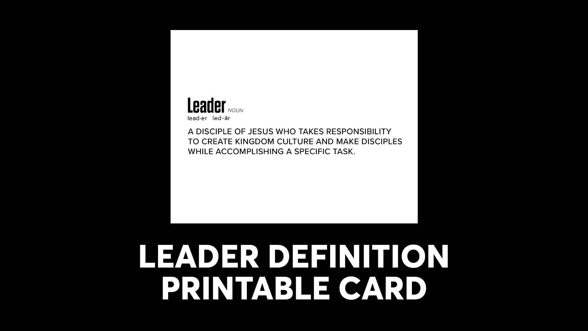 Leader Definition Printable Card