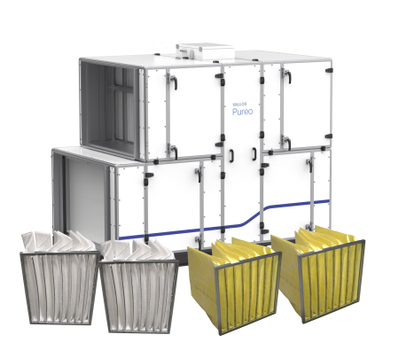 Vallox Pureo SR 1500 terminal block unit package with water heater product image