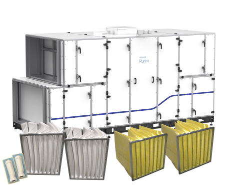 Vallox Pureo SX 2000 terminal block unit package with water heater product image