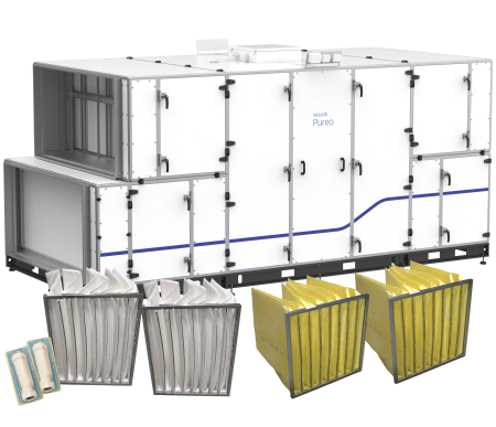 Vallox Pureo SX 3000 terminal block unit package with water heater product image