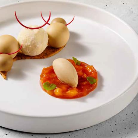 OPALYS AND PEACH DESSERT WITH COCOA NIB BRETON SHORTBREAD RECIPE