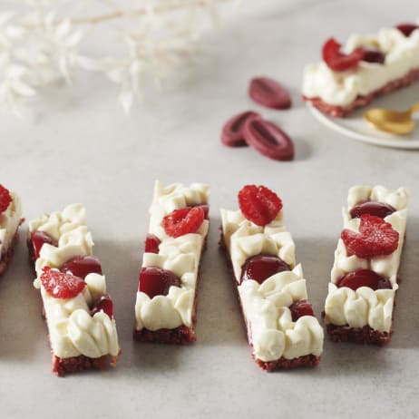 Tarta fina de frambuesa y vainilla