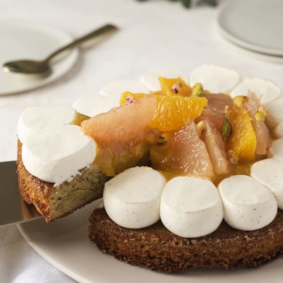 Tarte au chocolat ivoire Valrhona et pamplemousse