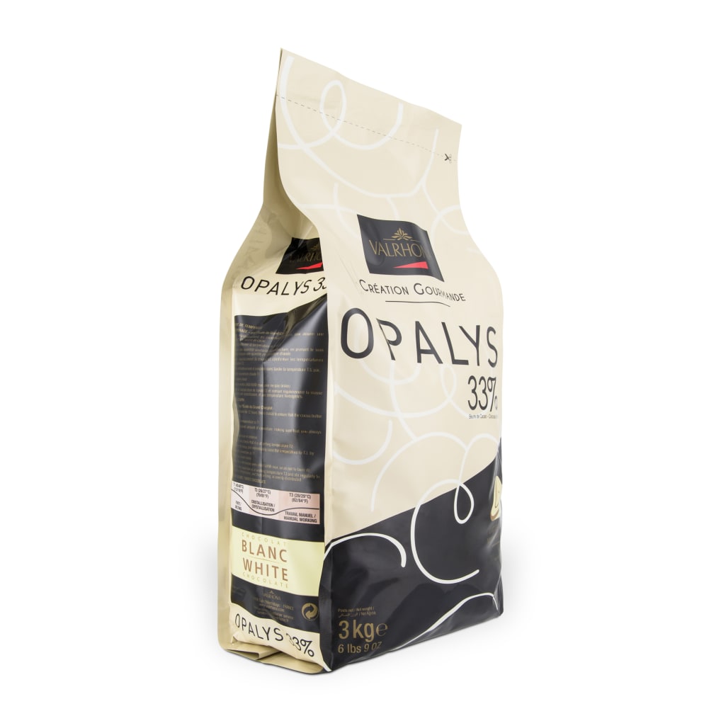 Valrhona Opalys 33% White Chocolate Feve 6.6 lb.