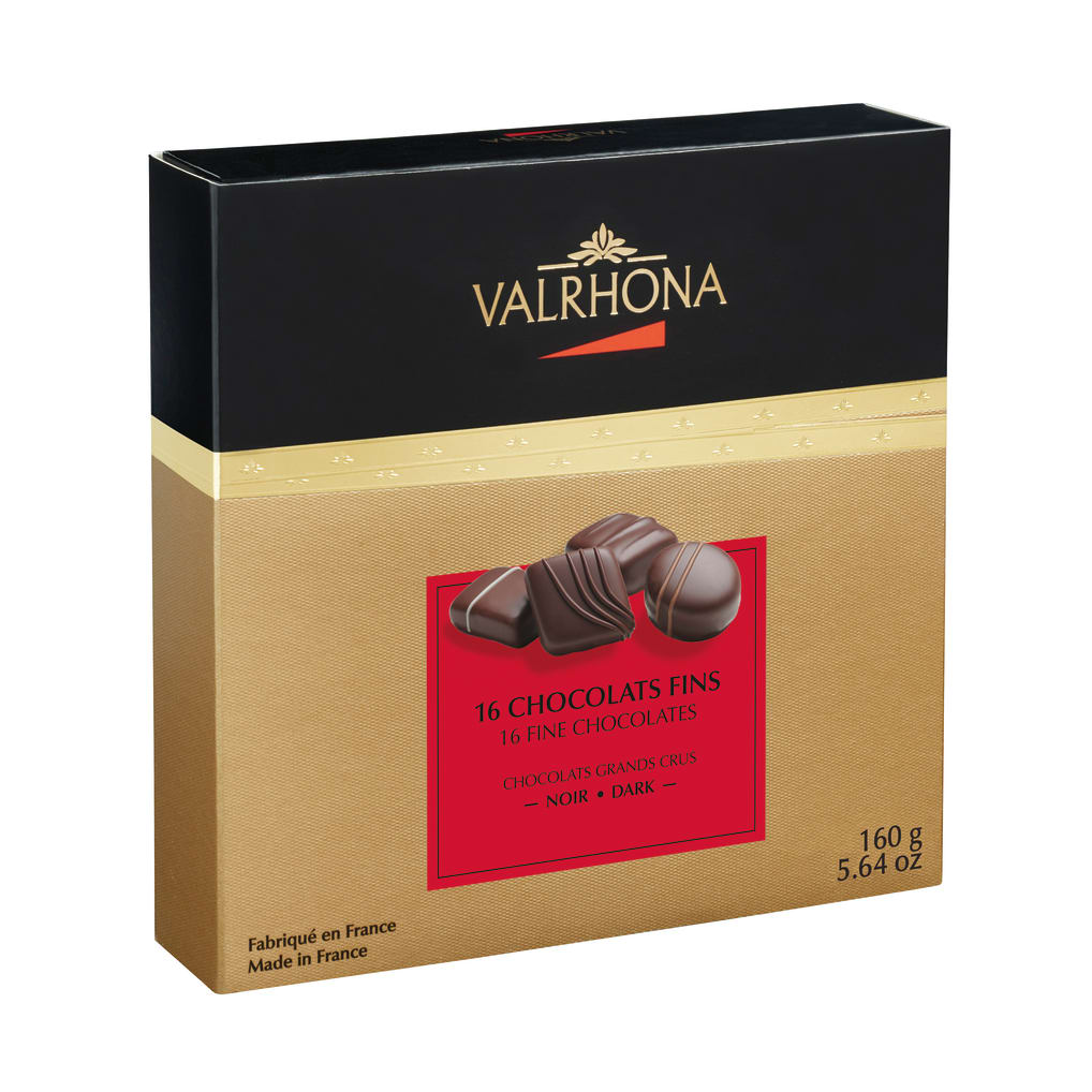 Gift Box of 16 Fine Dark Chocolates Valrhona