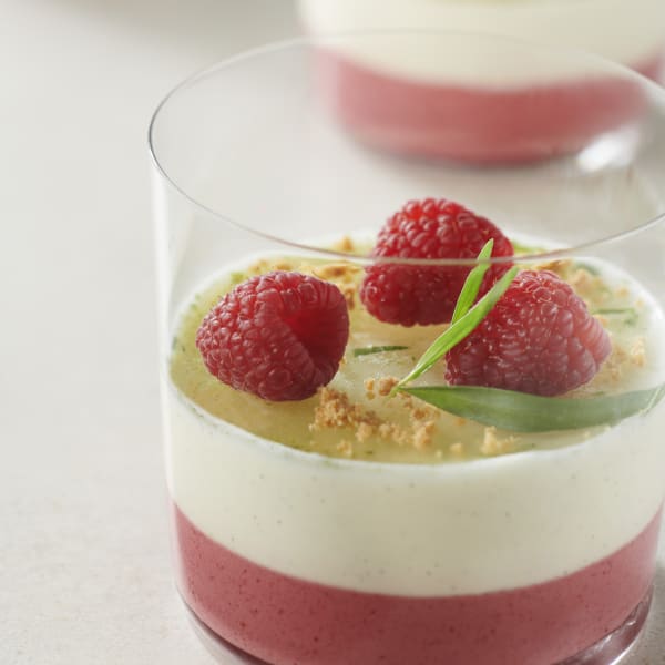 Raspberry Inspiration & tarragon frozen dessert cups | Valrhona Chocolate