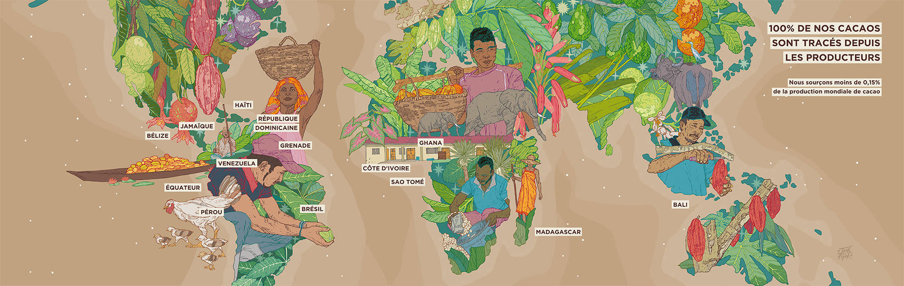 Carte des sourcing cacao Valrhona en 2022