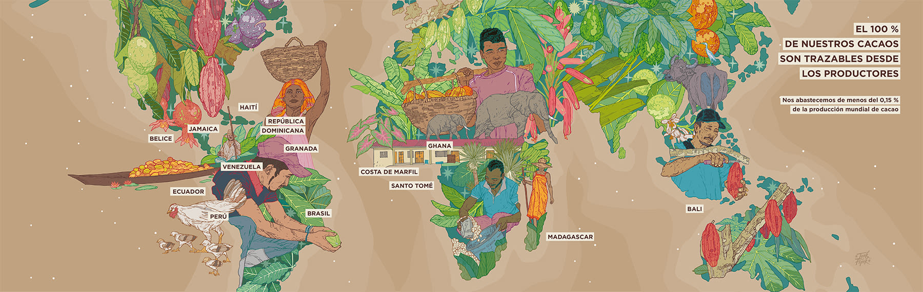 Mapa del abastecimiento de cacao de Valrhona en 2022