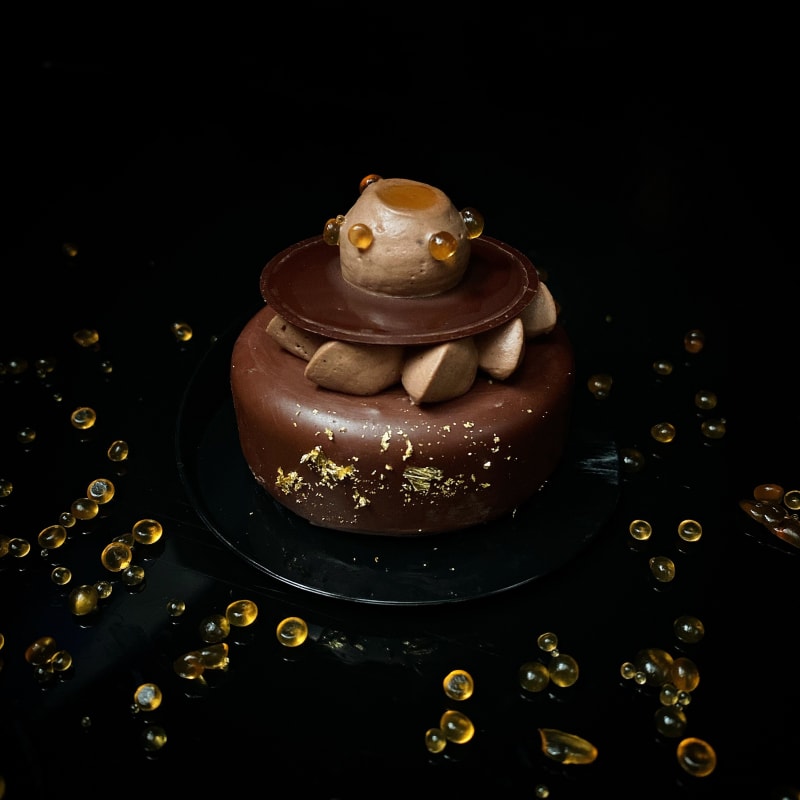 Entremets autour d'Oabika et du chocolat