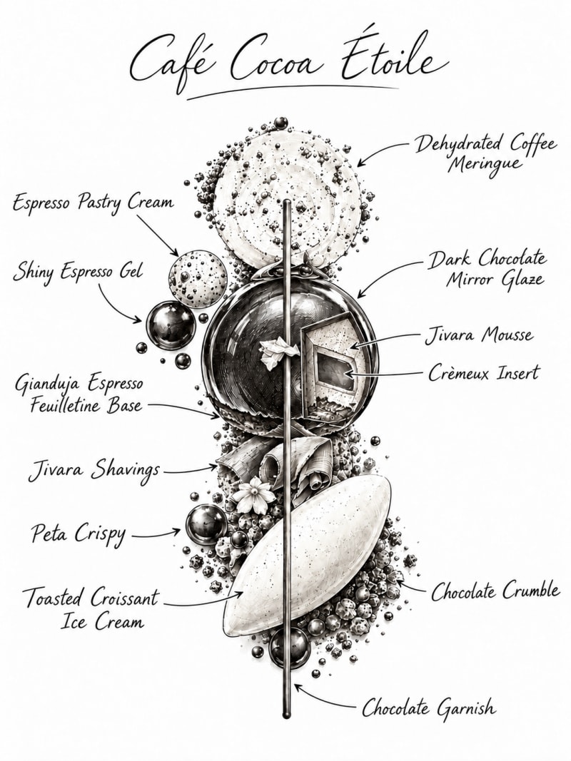 Caf&eacute; Cocoa &Eacute;toile Sketch