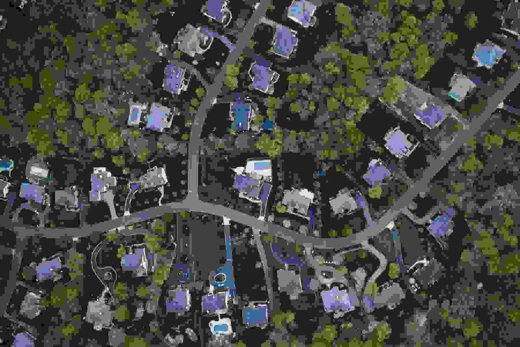 Aerial view of a suburb in NY