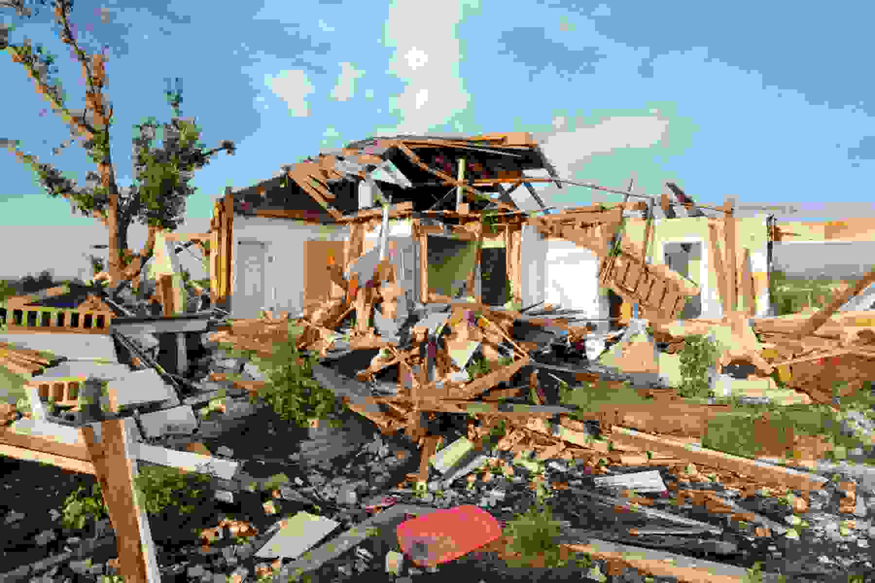 Home destroyed by a tornado.
