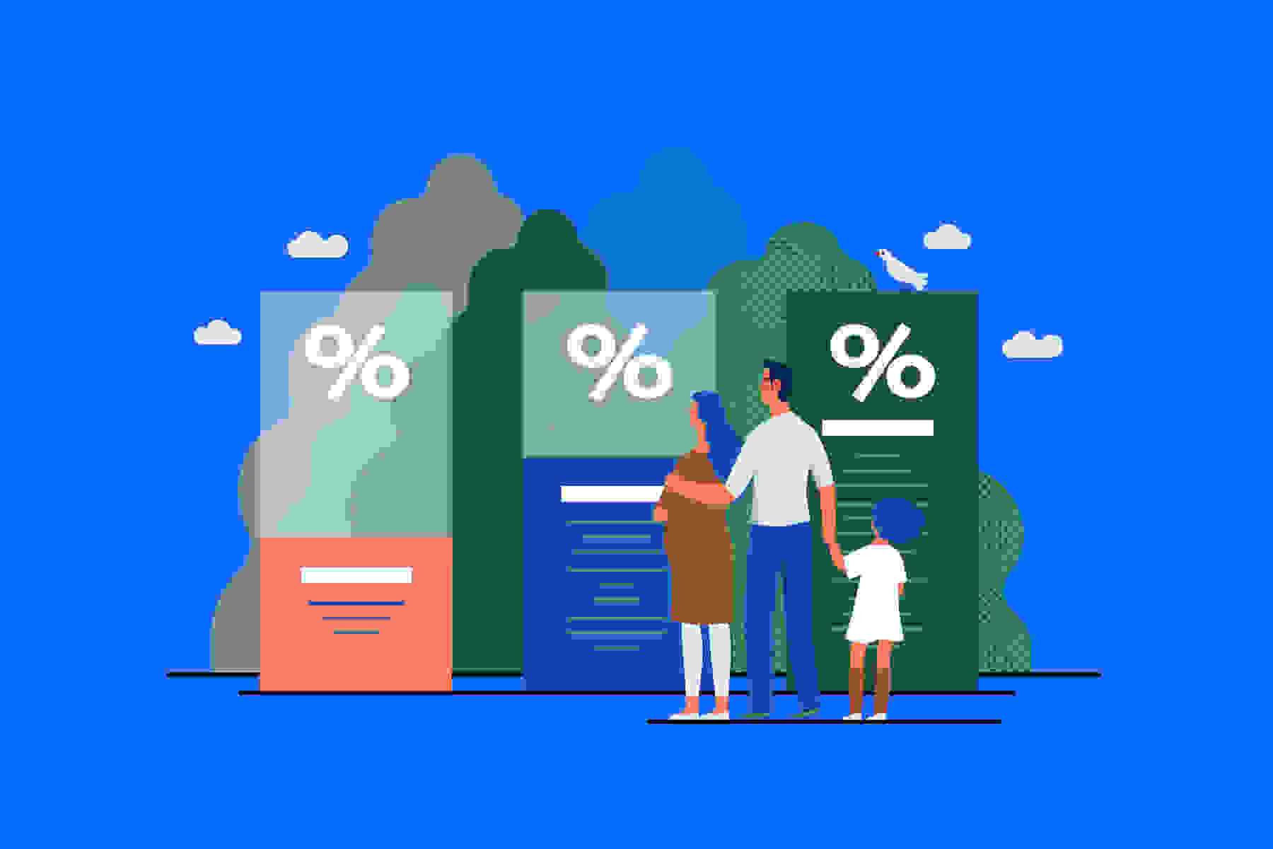 Family looking at its insurance costs.