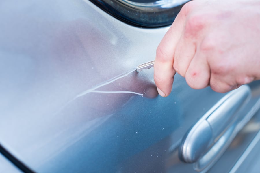 key on side of car