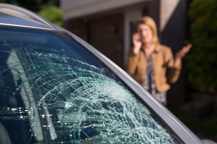 shattered car windshield