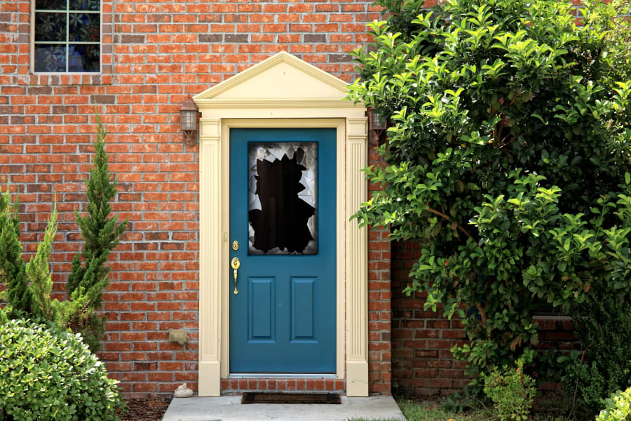 home with smashed front door