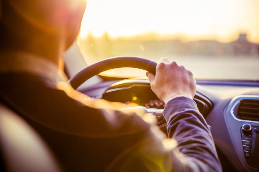 Man driving a car