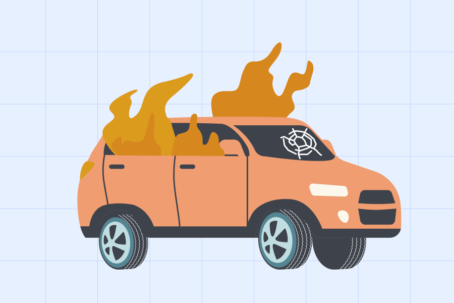 vandalized car