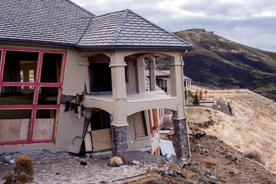 Building damaged by earthquake